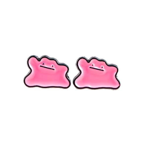 Pokemon Jewelry - 3 For $35 Pokemon Ditto Stainless Steel Enameled Stud Character Earrings